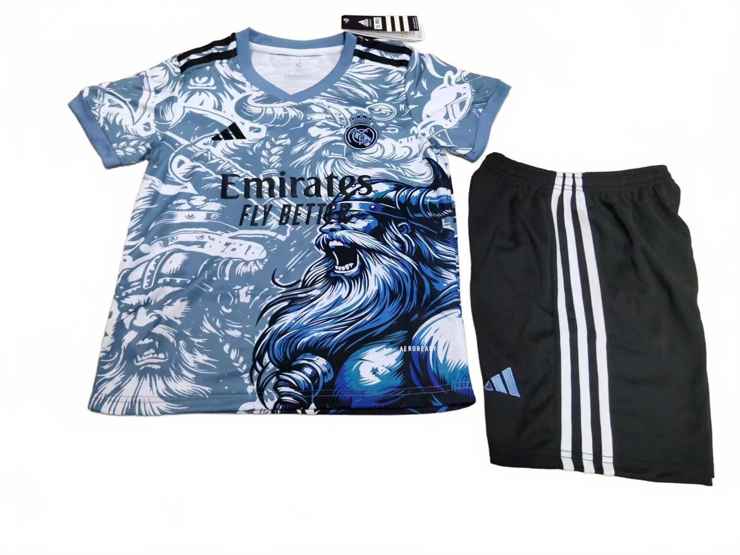 Real Madrid 25/26 Adidas Kids Tauren Kit - Blue - Inc Socks