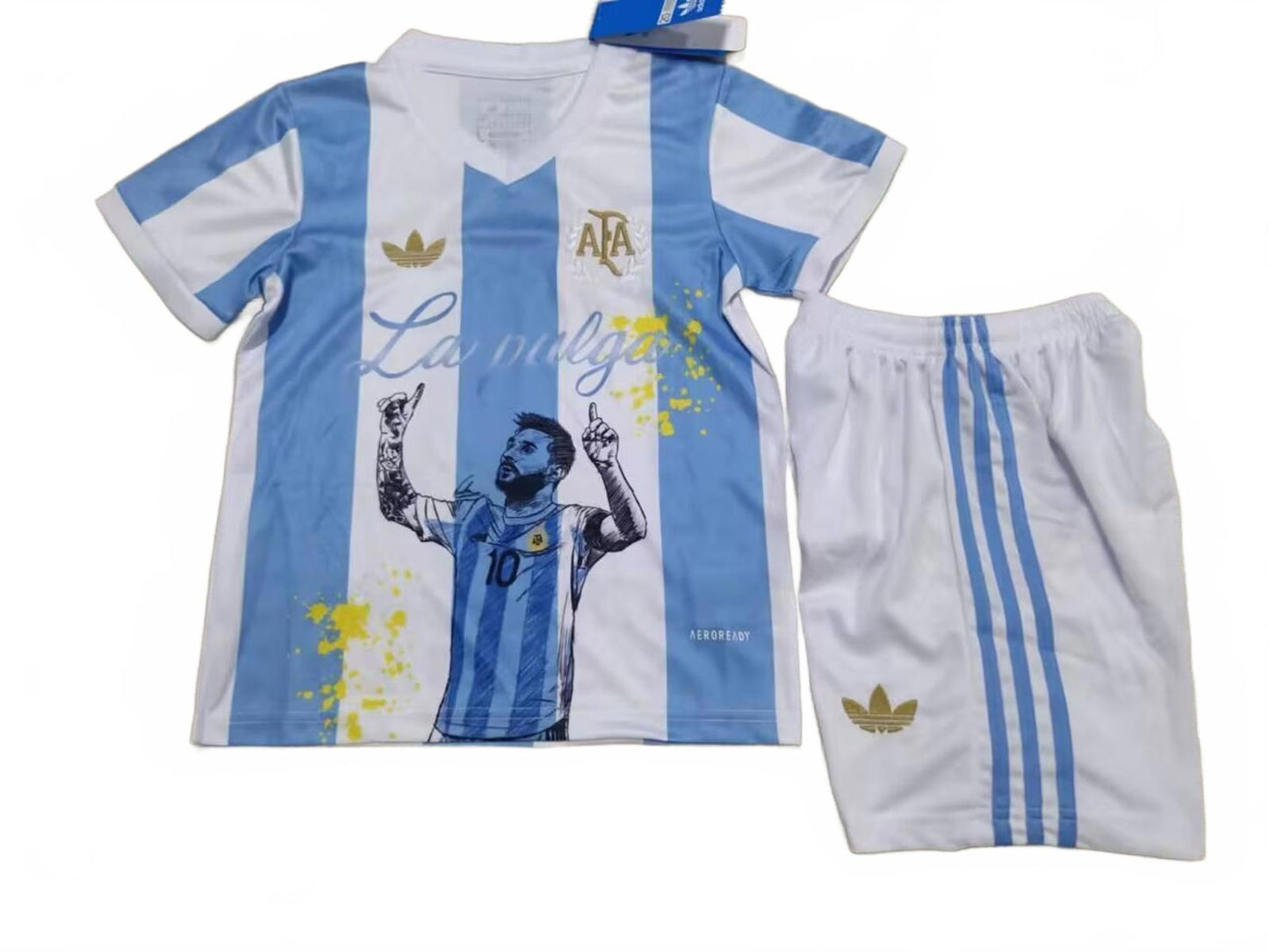 Argentina 25/26 Adidas Kids Home Kit - Messi - Inc Socks