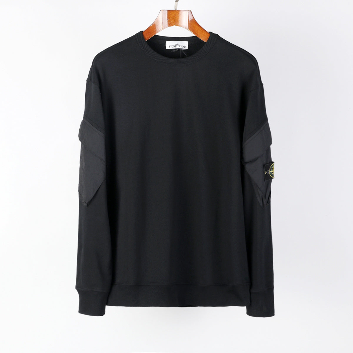 Stone Island Regular-fit Crewneck Sweatshirt in Natural Organic Cotton Fleece with Sleeve Pockets