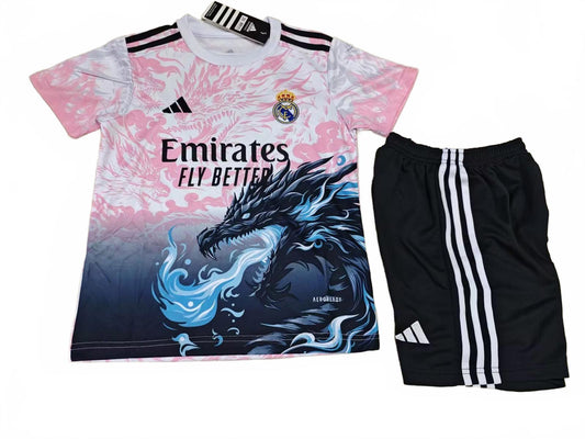 Real Madrid 25/26 Adidas Kids Dragon Kit - Pink - Inc Socks