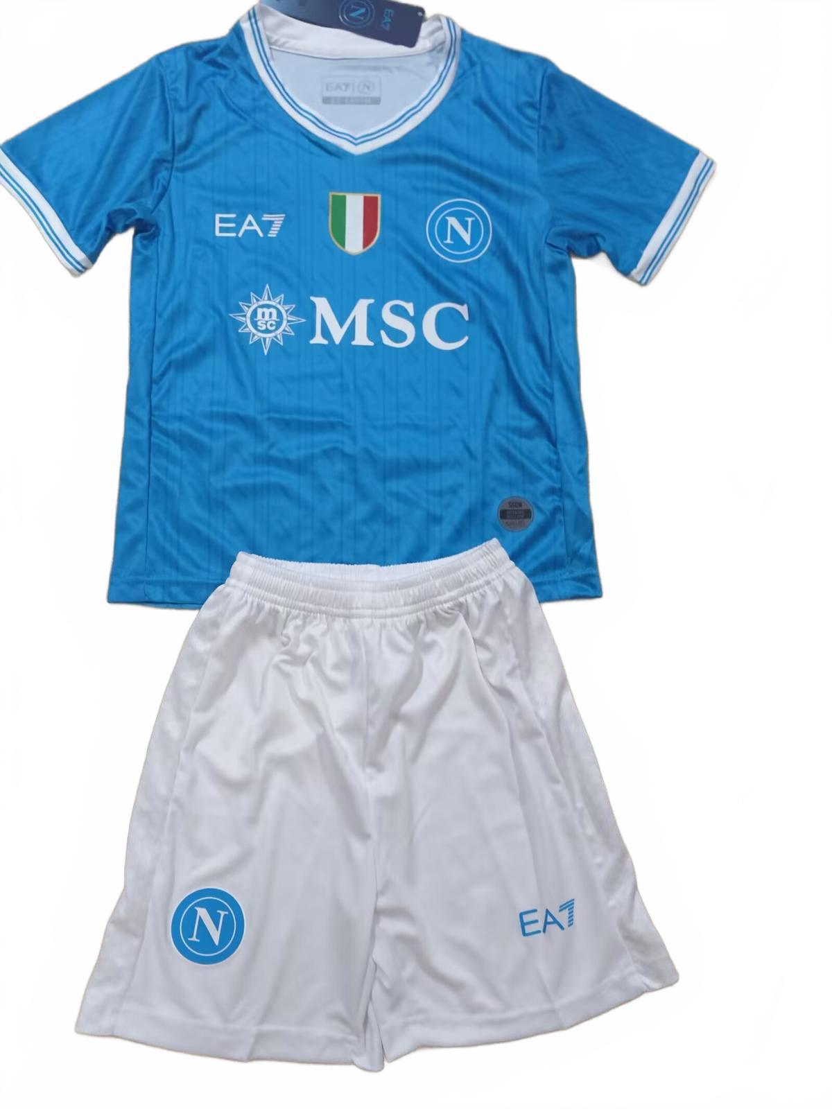 Napoli 25/26 EA7 Kids Home Kit - Blue - Inc Socks