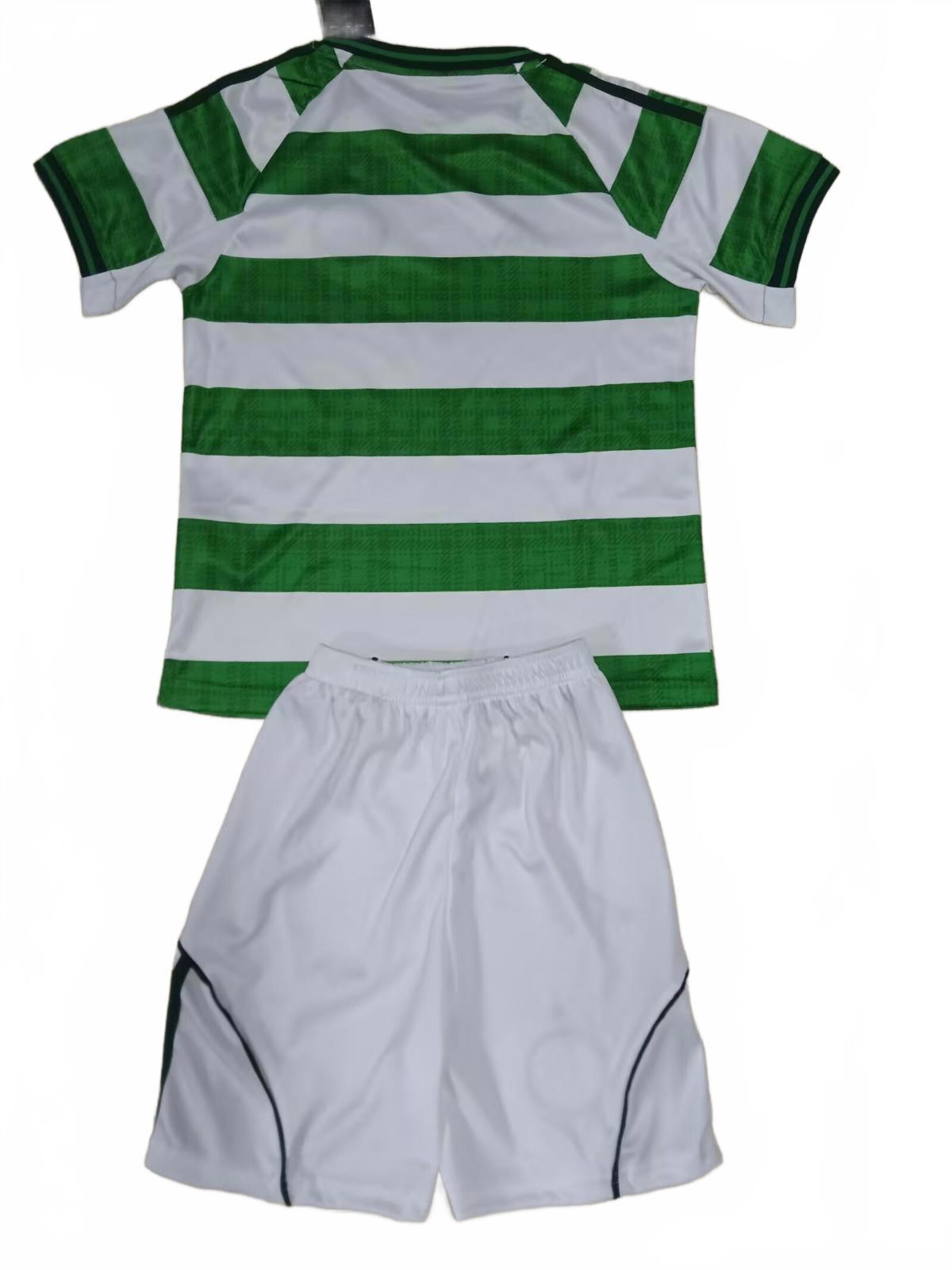 Celtic 25/26 Adidas Kids Home Kit - Green - Inc Socks
