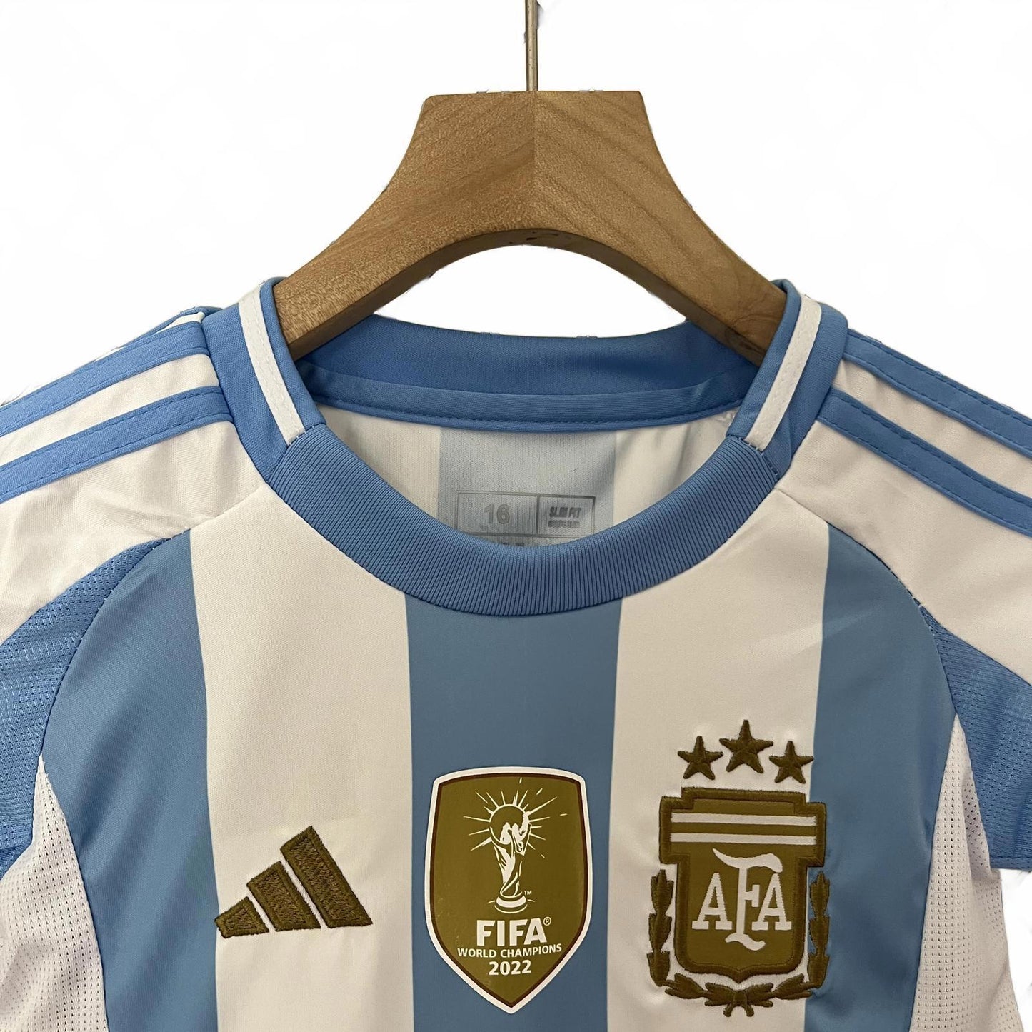 Argentina 2024 Adidas Kids Home Kit  - White & Light Blue - Inc Socks