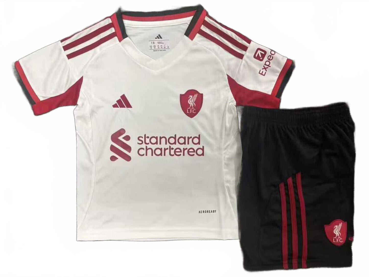 Liverpool 25/26 Adidas Away Kids Kit - White - Inc Socks