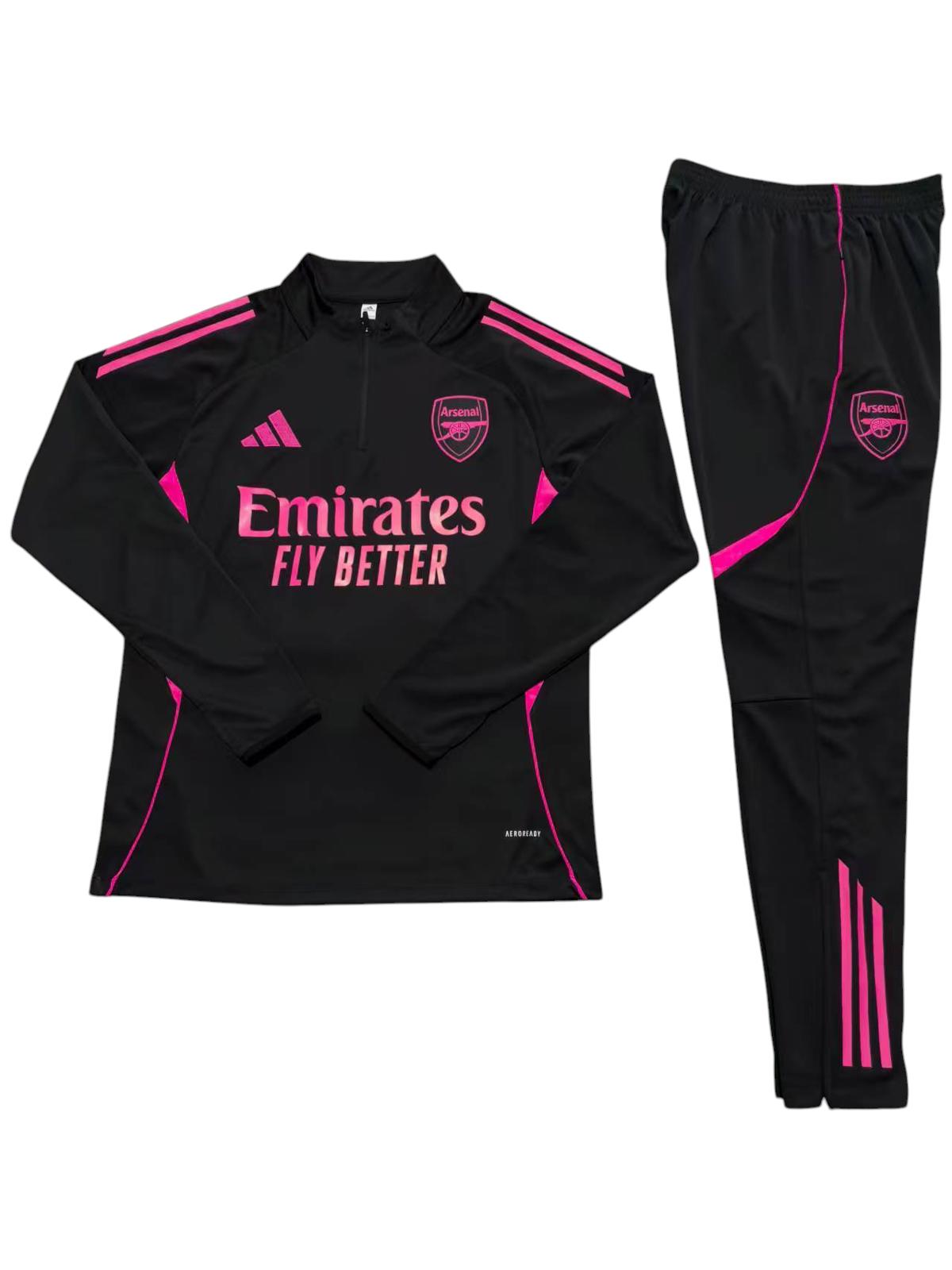 Arsenal Adidas Kids Tracksuit - Black & Pink