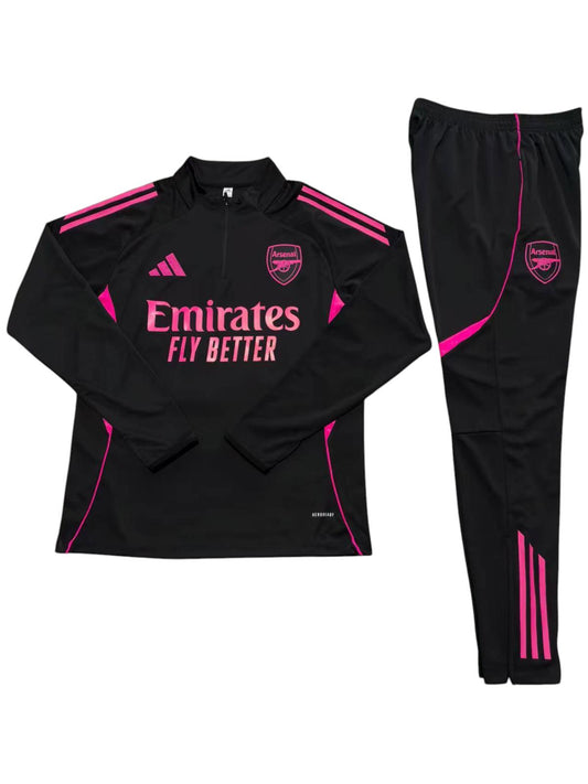Arsenal Adidas Kids Tracksuit - Black & Pink