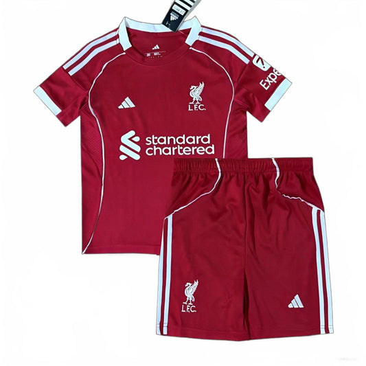 Liverpool 25/26 Adidas Kids Home Kit - Red - Inc Socks