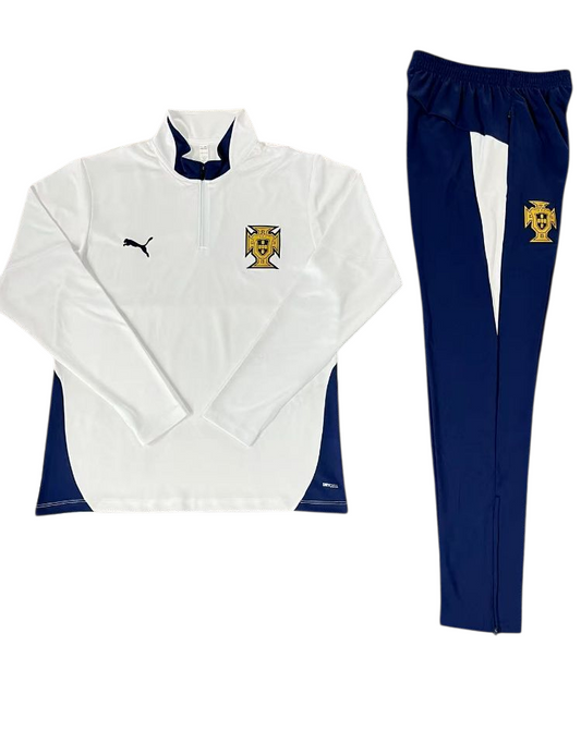 Portugal 25/26 Puma Kids Tracksuit – White & Navy