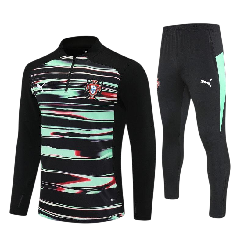 Portugal 25/26 Puma Kids Tracksuit – Black & Mint