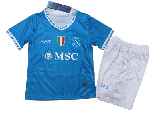 Napoli 25/26 EA7 Kids Home Kit - Blue - Inc Socks