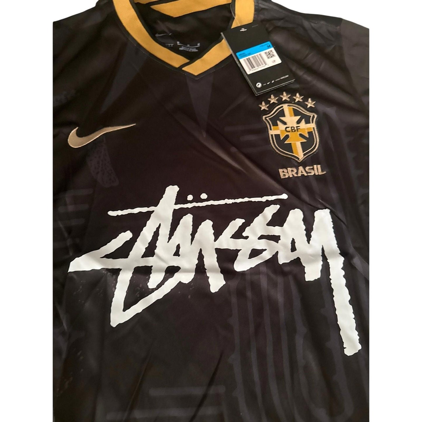 Brazil x Stüssy Nike Fashion Collab Concept Jersey - Black & Gold
