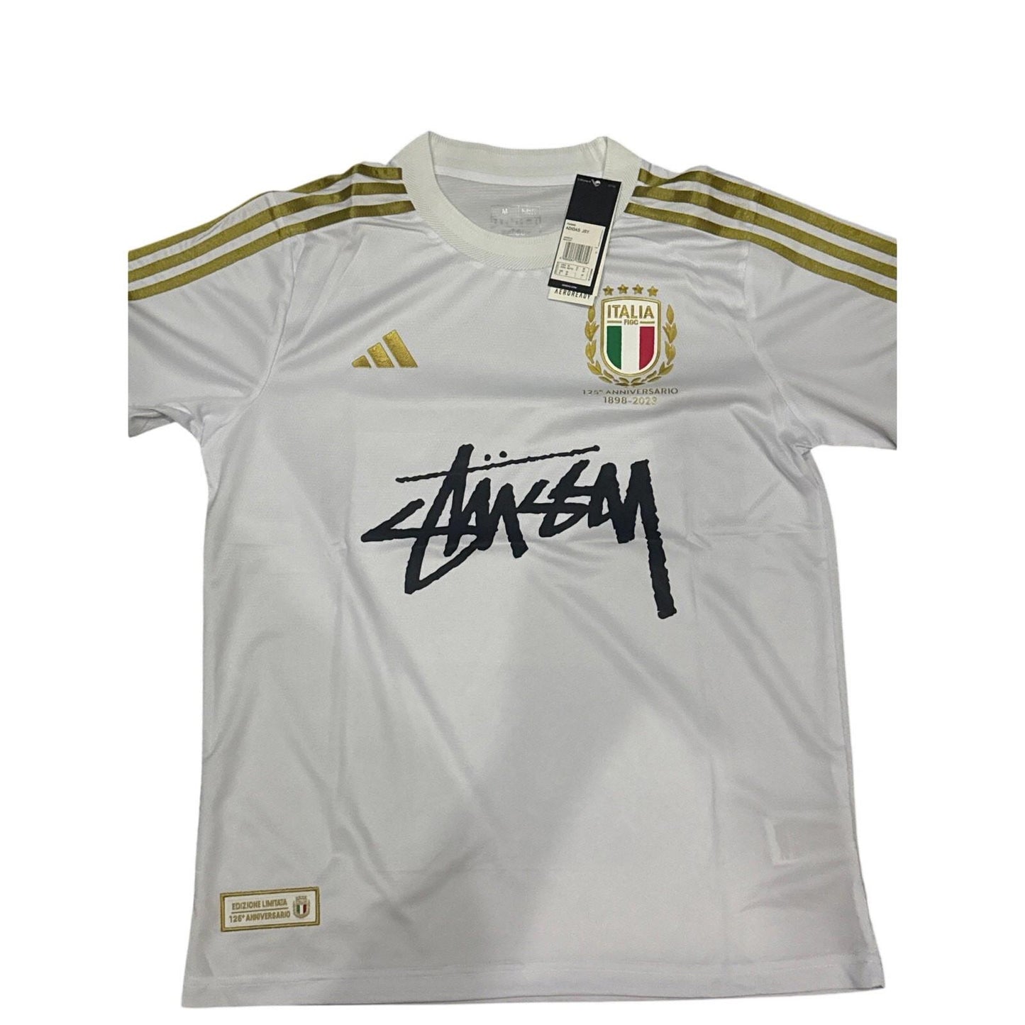 Italy x Stüssy Fashion Collab 125 Year Edition - White & Gold - Size Small