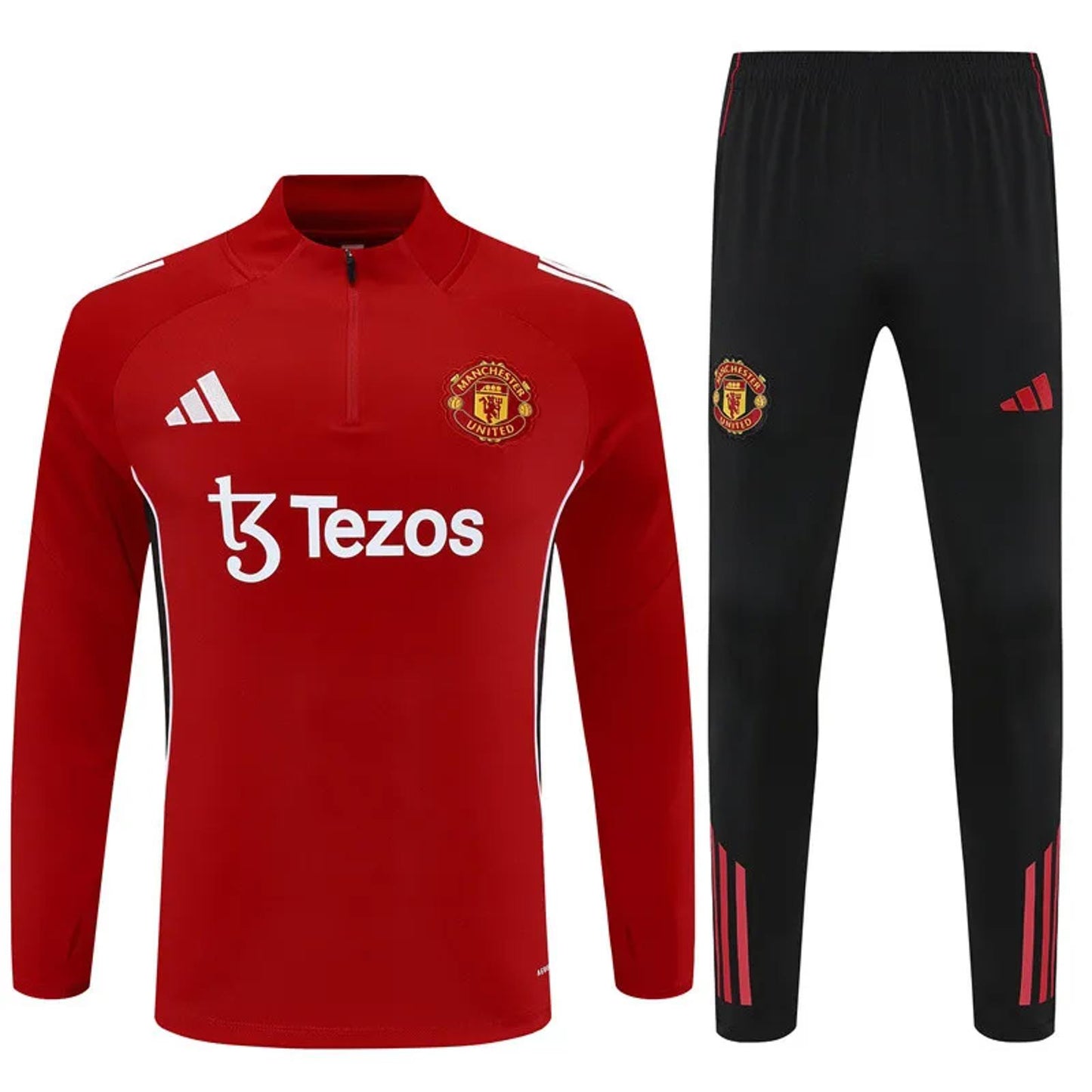 Manchester United 25/26 Kids Adidas Tracksuit - Red & Black