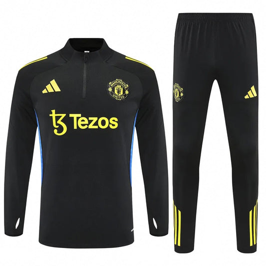 Manchester United 25/26 Adidas Tracksuit Black, Blue & Yellow