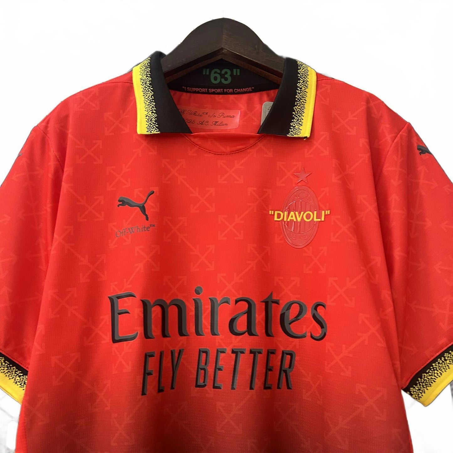 AC Milan Puma x Off White Collaboration Jersey - Fan Version