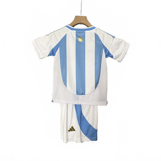 Argentina 2024 Adidas Kids Home Kit  - White & Light Blue - Inc Socks