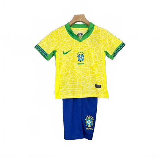 Brazil 2024 Nike Kids Home Kit - Yellow - Inc Socks