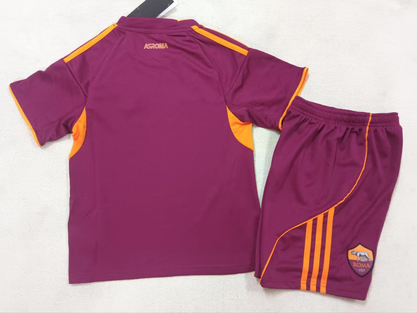 Roma 25/26 Adidas Kids Home Kit - Dark Red - Inc Socks