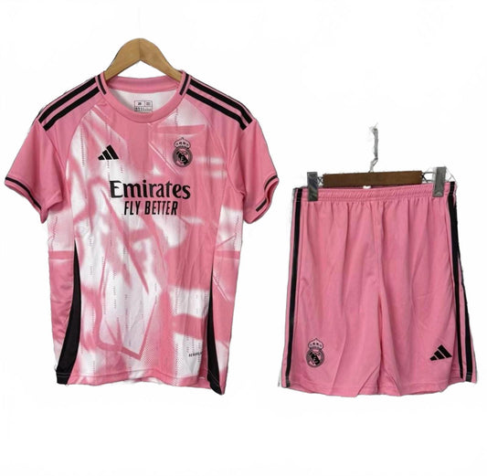 Real Madrid 25/26 Adidas Kids Special Kit - Pink -  Inc Socks