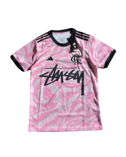Flamengo Stüssy Adidas Fashion Collab Jersey - Pink & Black - Size Medium