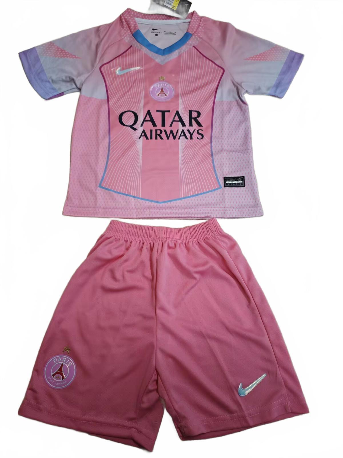 PSG 25/26 Nike Kids Kit - Pale Pink - Inc Socks