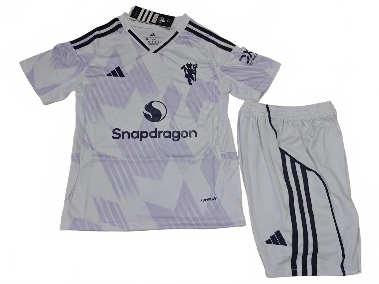 Manchester United 25/26 Adidas Kids Away Kit - Inc Socks