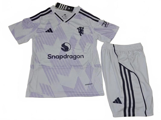 Manchester United 25/26 Adidas Kids Away Kit - Inc Socks