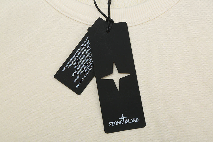 Stone Island Regular-fit Crewneck Sweatshirt in Natural Organic Cotton Fleece with Sleeve Pockets