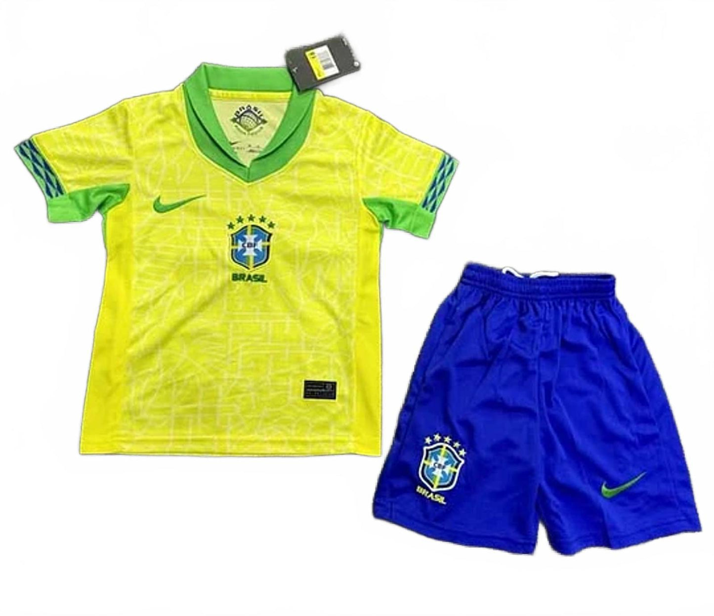 Brazil 2024 Nike Kids Home Kit - Yellow - Inc Socks