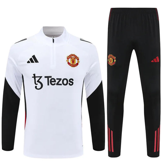 Manchester United 25/26 Adidas Tracksuit - White & Black