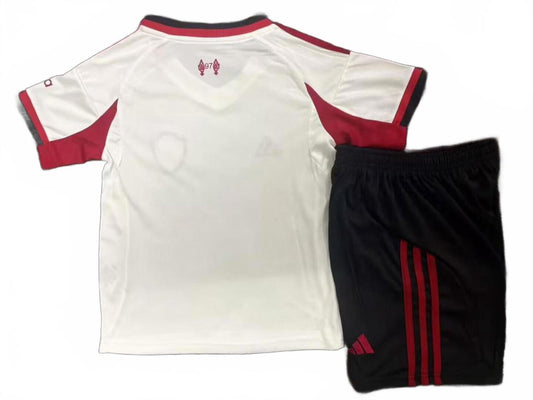 Liverpool 25/26 Adidas Away Kids Kit - White - Inc Socks