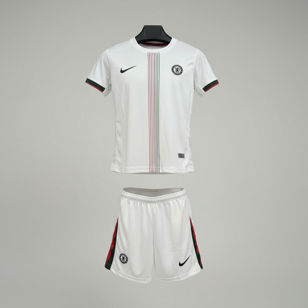 Chelsea FC 25/26 Nike Kids' Away Kit - White - Inc Socks