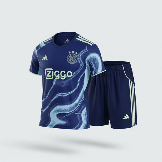 Ajax 25/26 Adidas Away Kids Kit - Blue - Inc Socks