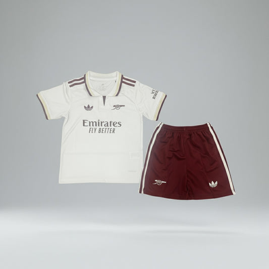 Arsenal Kids 2025/26 Third Kit - White - Inc Socks