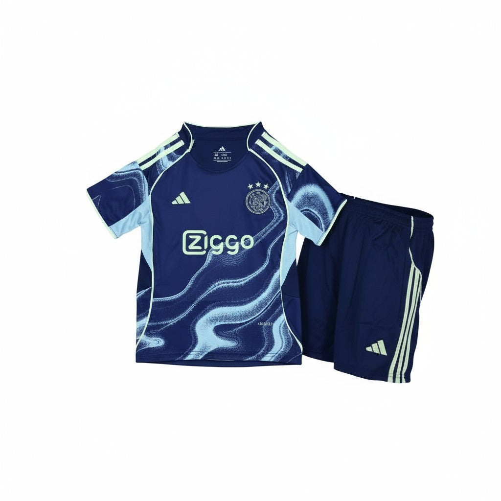 Ajax 25/26 Adidas Away Kids Kit - Blue - Inc Socks