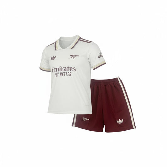 Arsenal Kids 2025/26 Third Kit - White - Inc Socks