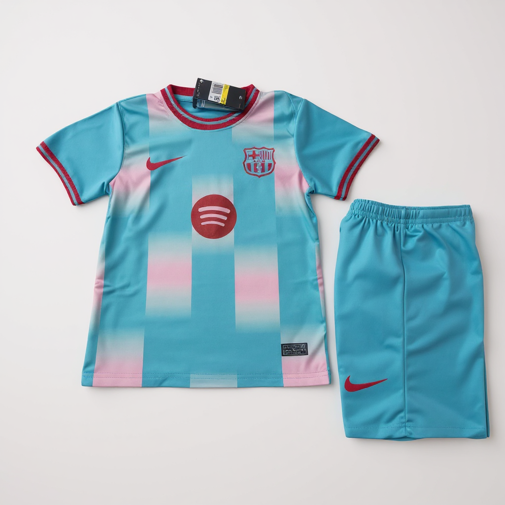 Barcelona 25/26 Nike Kids Kit - Blue & Pink - Inc Socks