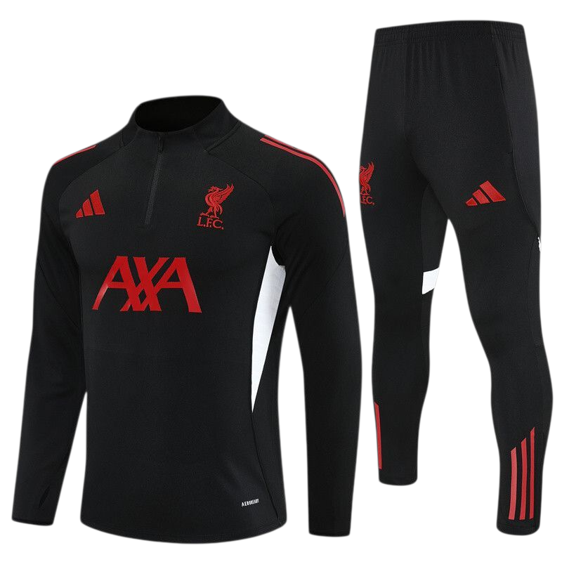 Liverpool 25/26 Adidas Kids Tracksuit – Black & Red