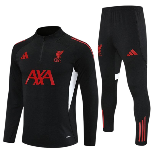 Liverpool 25/26 Adidas Kids Tracksuit – Black & Red