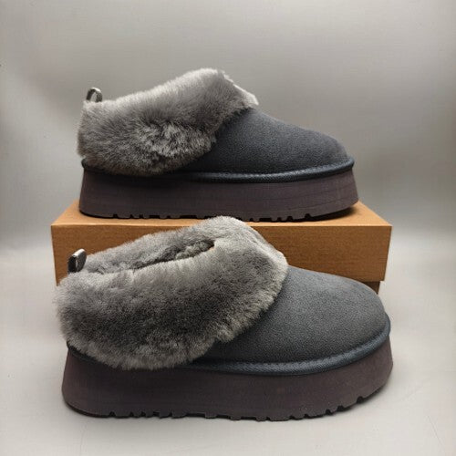 UGG Women’s Grey Fur Lined Platform Slippers – Cozy Winter Style