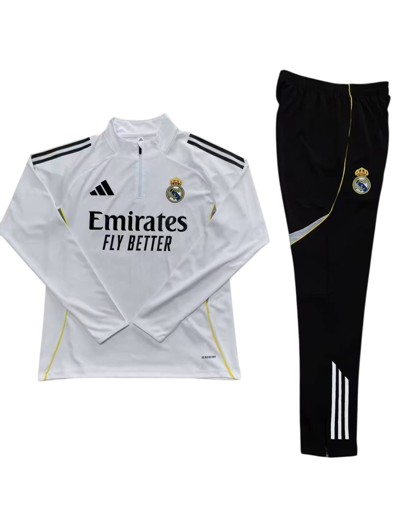 Real Madrid 25/26 Adidas Kids Tracksuit – White & Black