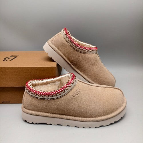 UGG Women’s Tasman Slippers – Beige Suede with Embroidered Collar