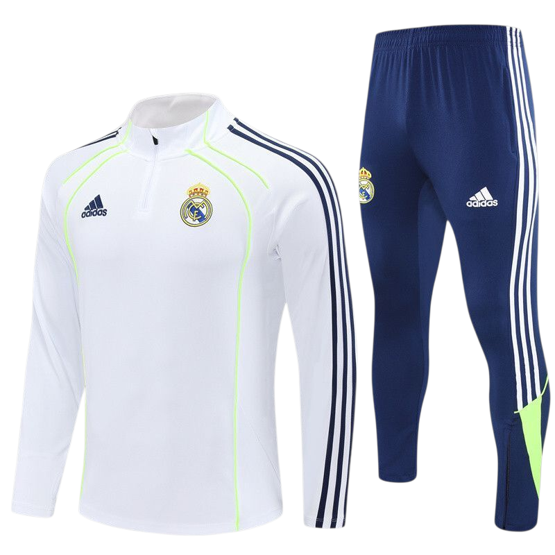 Real Madrid 25/26 Adidas Kids Tracksuit – White & Navy