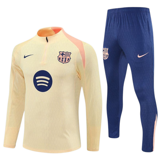 Barcelona 25/26 Nike Kids Tracksuit – Beige & Navy