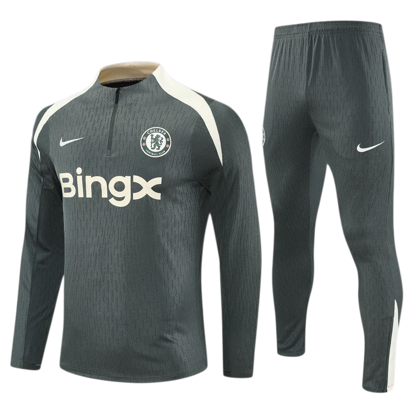 Chelsea 25/26 Nike Kids Tracksuit – Dark Grey & White