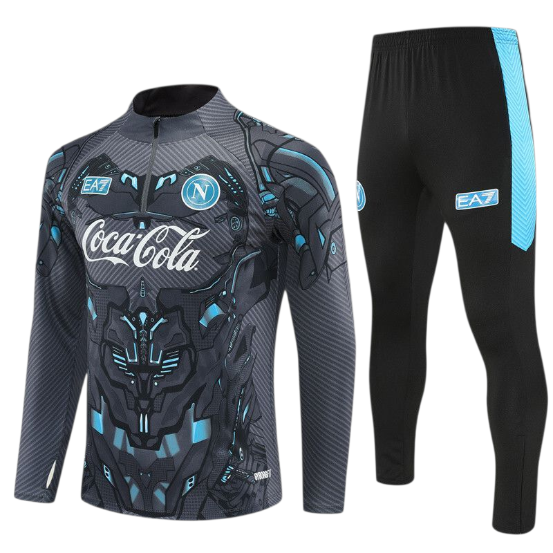 Napoli 25/26 EA7 Kids Tracksuit – Black & Blue Graphic Design