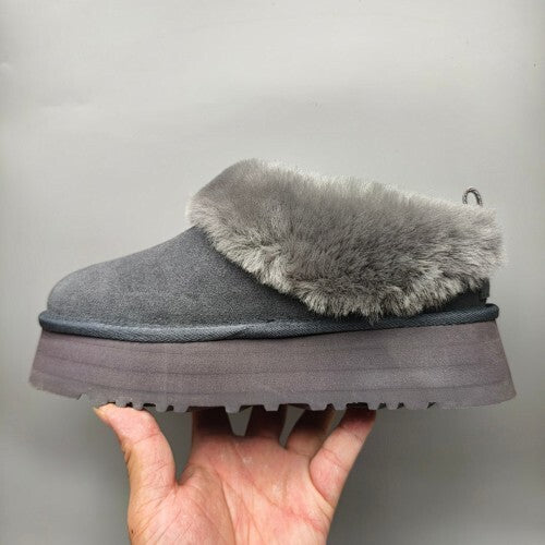 UGG Women’s Grey Fur Lined Platform Slippers – Cozy Winter Style