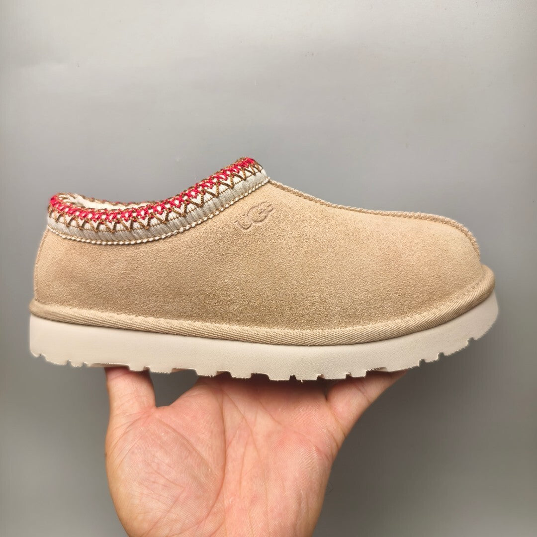 UGG Women’s Tasman Slippers – Beige Suede with Embroidered Collar