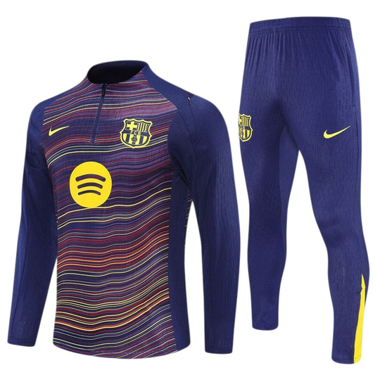 Barcelona 25/26 Nike Kids Tracksuit – Navy & Multicolor Stripe Design