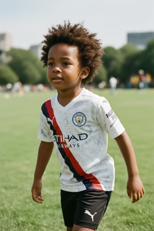 Manchester City Puma 25/26 Kids Away Kit - Inc Socks